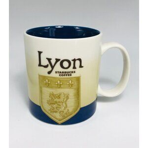 Starbucks Coffee Mug Lyon 16 Oz 2013 Collectors Series France Blue Interior